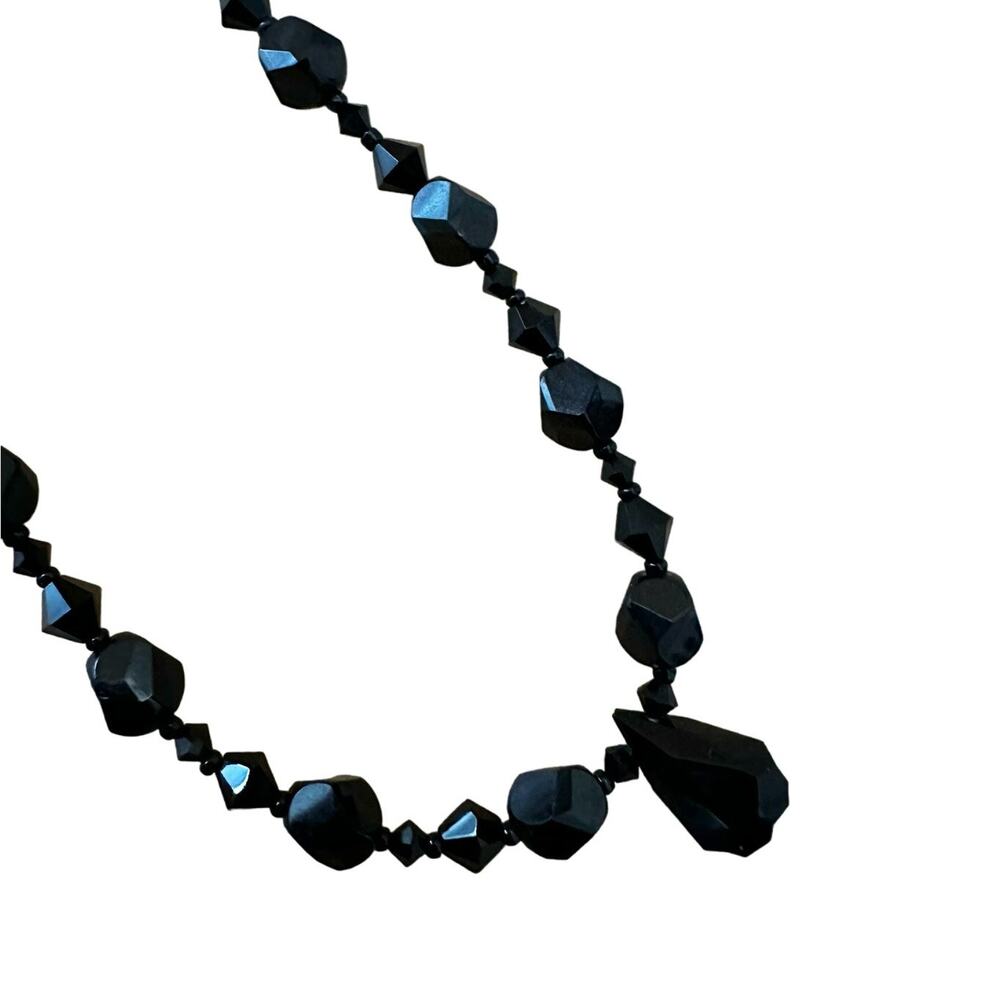 Gothic Romance White House Black Market Y2K Black Glass Rhinestone Necklace